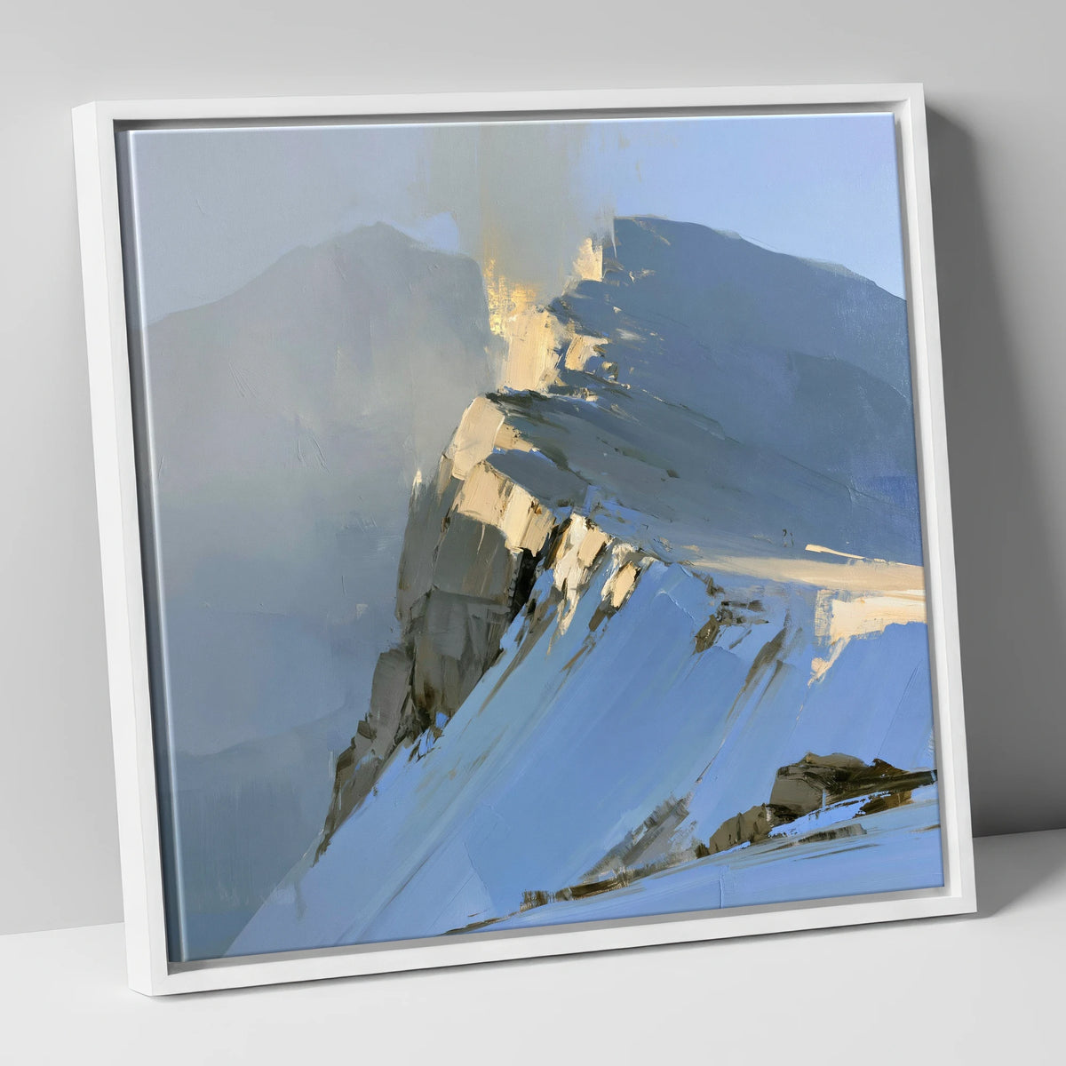 Misty Ridge in Golden Light lake district fell canvas wall art in white frame
