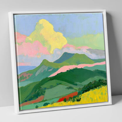 Vibrant Clouds Over Rolling Fells lake district fell canvas wall art in white frame
