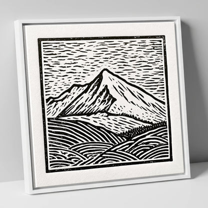 Stark Monochrome Skiddaw Peak lake district fell canvas wall art in white frame