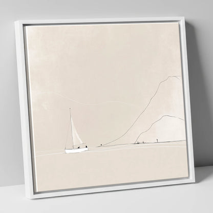 Breezy Sailing Beneath the Fells lake district walking canvas wall art in white frame