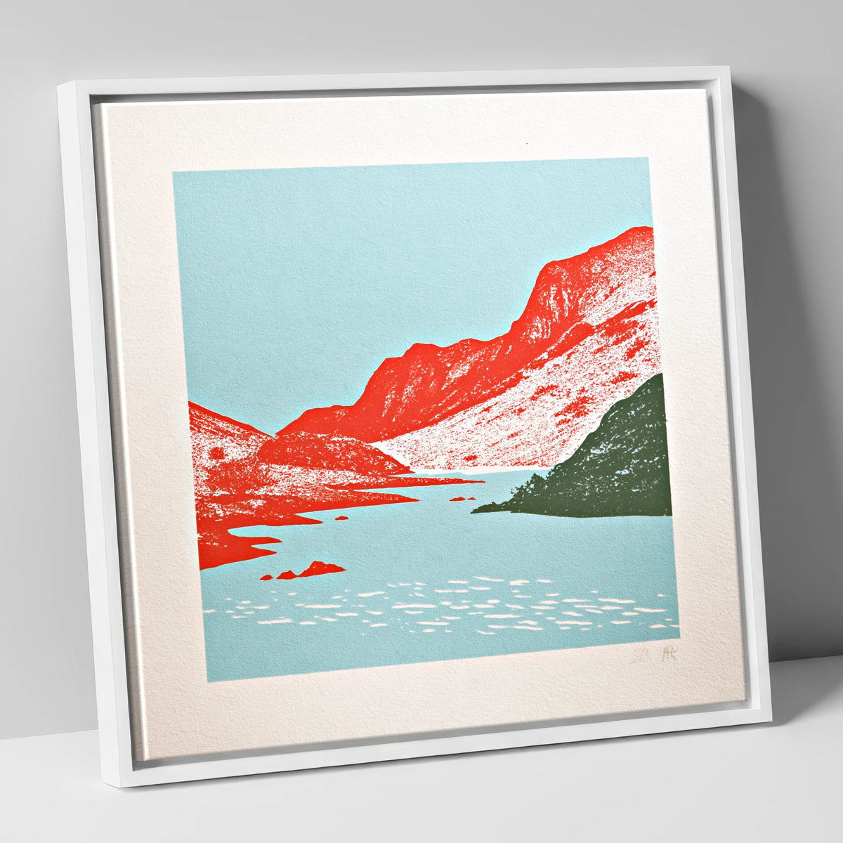 Red Fells of Eskdale Valley lake district valley canvas wall art in white frame