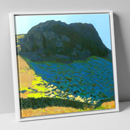 Buckbarrow Crags and Vivid Scree lake district fell canvas wall art in white frame
