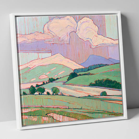 Vivid Fells Under Storm Clouds lake district sky canvas wall art in white frame