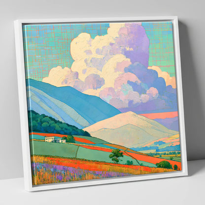 Vibrant Storm Clouds Over Fells lake district sky canvas wall art in white frame