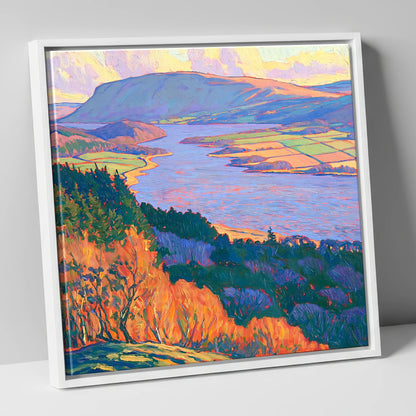 Vibrant Autumn Over Bassenthwaite Lake lake district lake canvas wall art in white frame