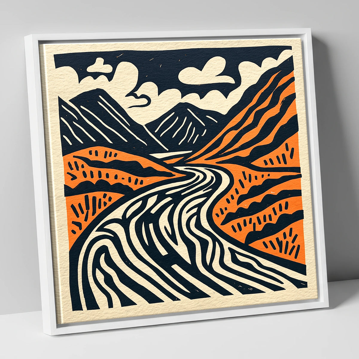 Bold Terracotta Kirkstone Pass lake district valley canvas wall art in white frame