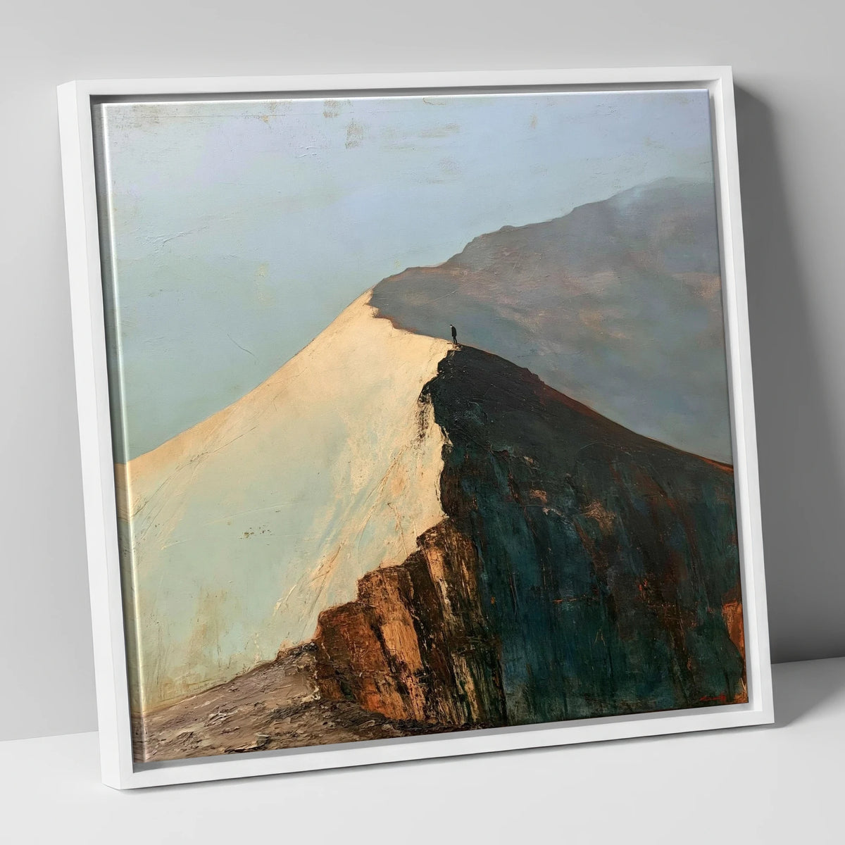 Golden Light on Striding Edge lake district walking canvas wall art in white frame