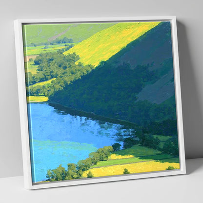 Burnbank Fell Above The Lake lake district fell canvas wall art in white frame