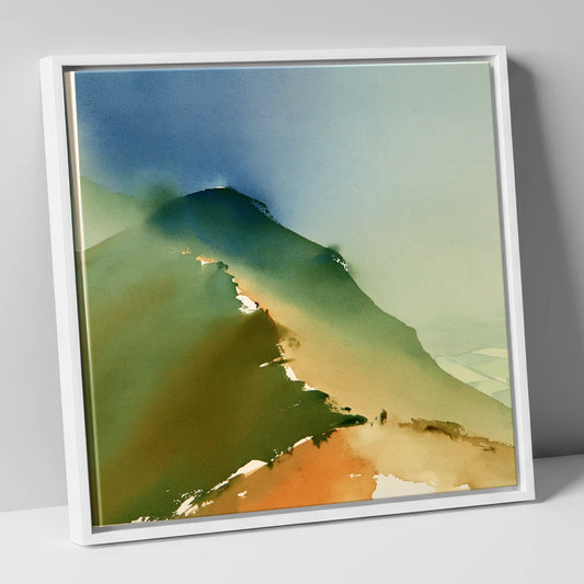 Abstract Catbells Ridge Path lake district fell canvas wall art in white frame
