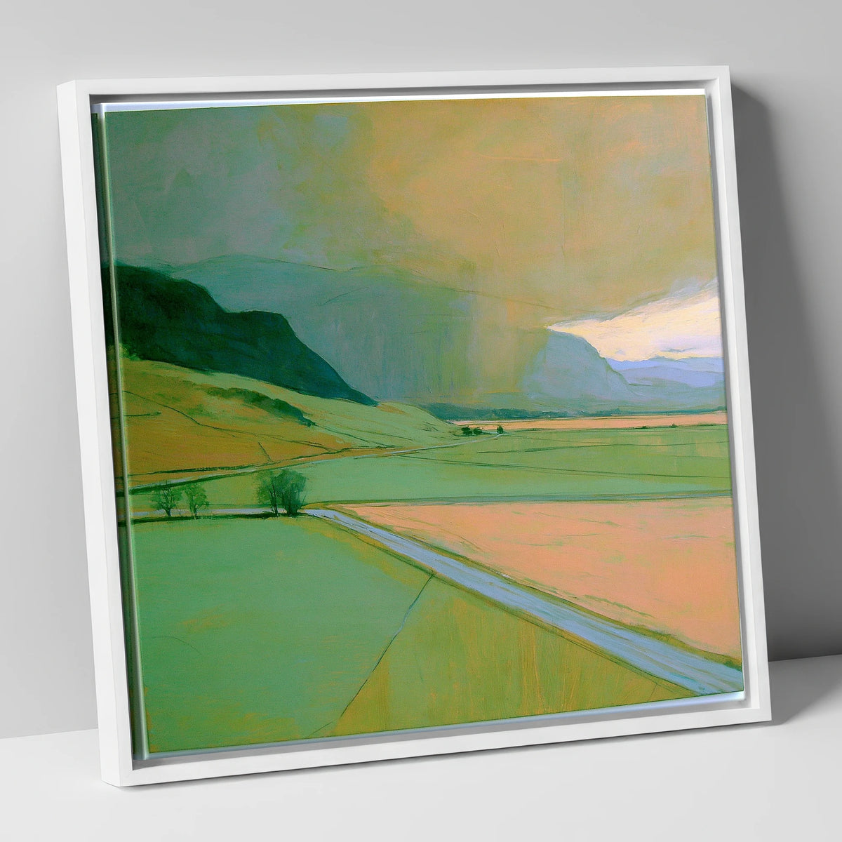 Golden Storm Clouds Over The Fells lake district sky canvas wall art in white frame