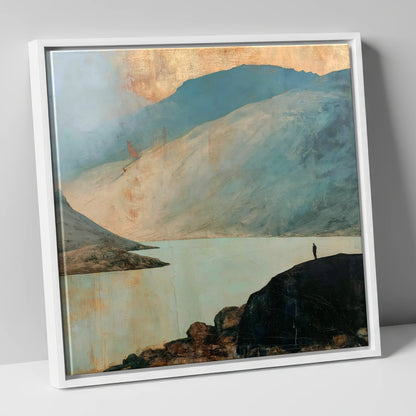 Great Gable in Golden Light lake district fell canvas wall art in white frame