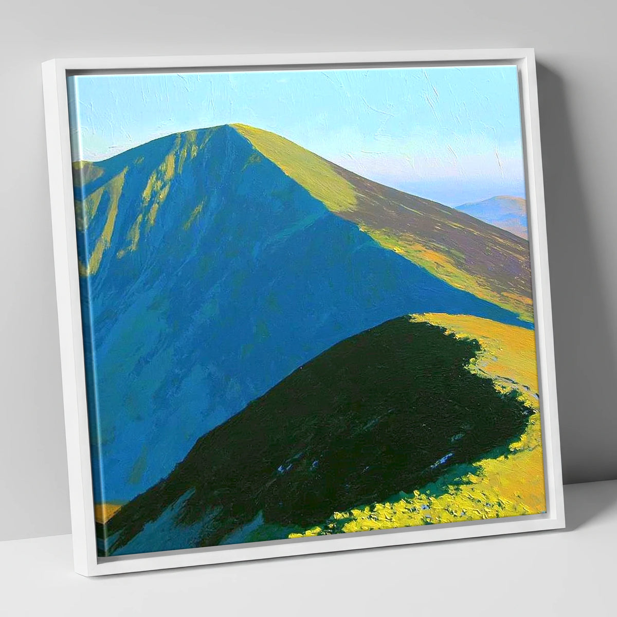 Grisedale Pike in Vibrant Sunlight lake district fell canvas wall art in white frame