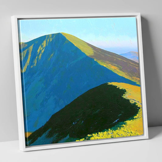 Grisedale Pike in Vibrant Sunlight lake district fell canvas wall art in white frame