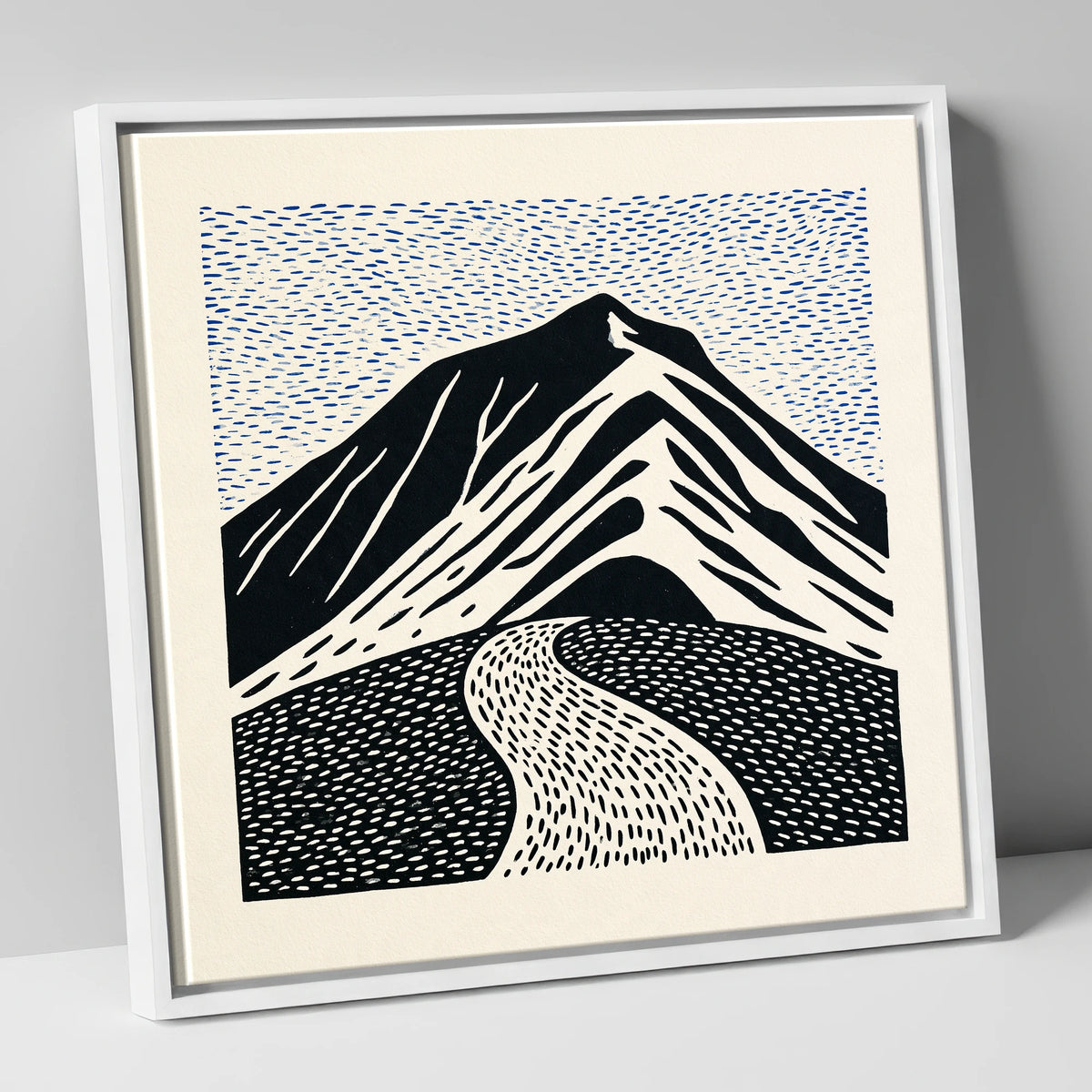 Blencathra Beneath a Rhythmic Sky lake district fell canvas wall art in white frame