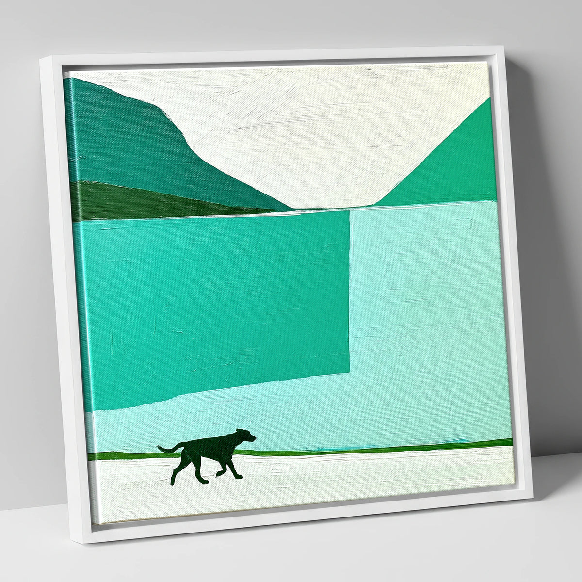 Contemporary Wast Water Running Dog wast water wall art canvas wall art in white frame