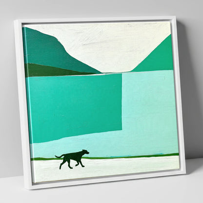 Contemporary Wast Water Running Dog wast water wall art canvas wall art in white frame