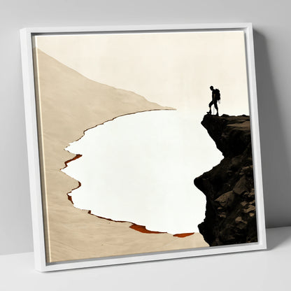 Helvellyn Edge Walker Silhouette lake district fell canvas wall art in white frame