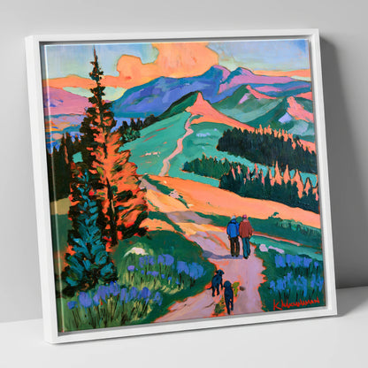 Vibrant Cat Bells Dog Walk gifts for dog walkers canvas wall art in white frame