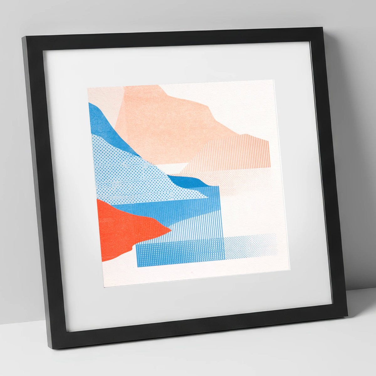 Abstract Crummock Water Fells lake district lake art print in black frame