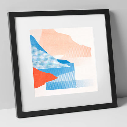 Abstract Crummock Water Fells lake district lake art print in black frame