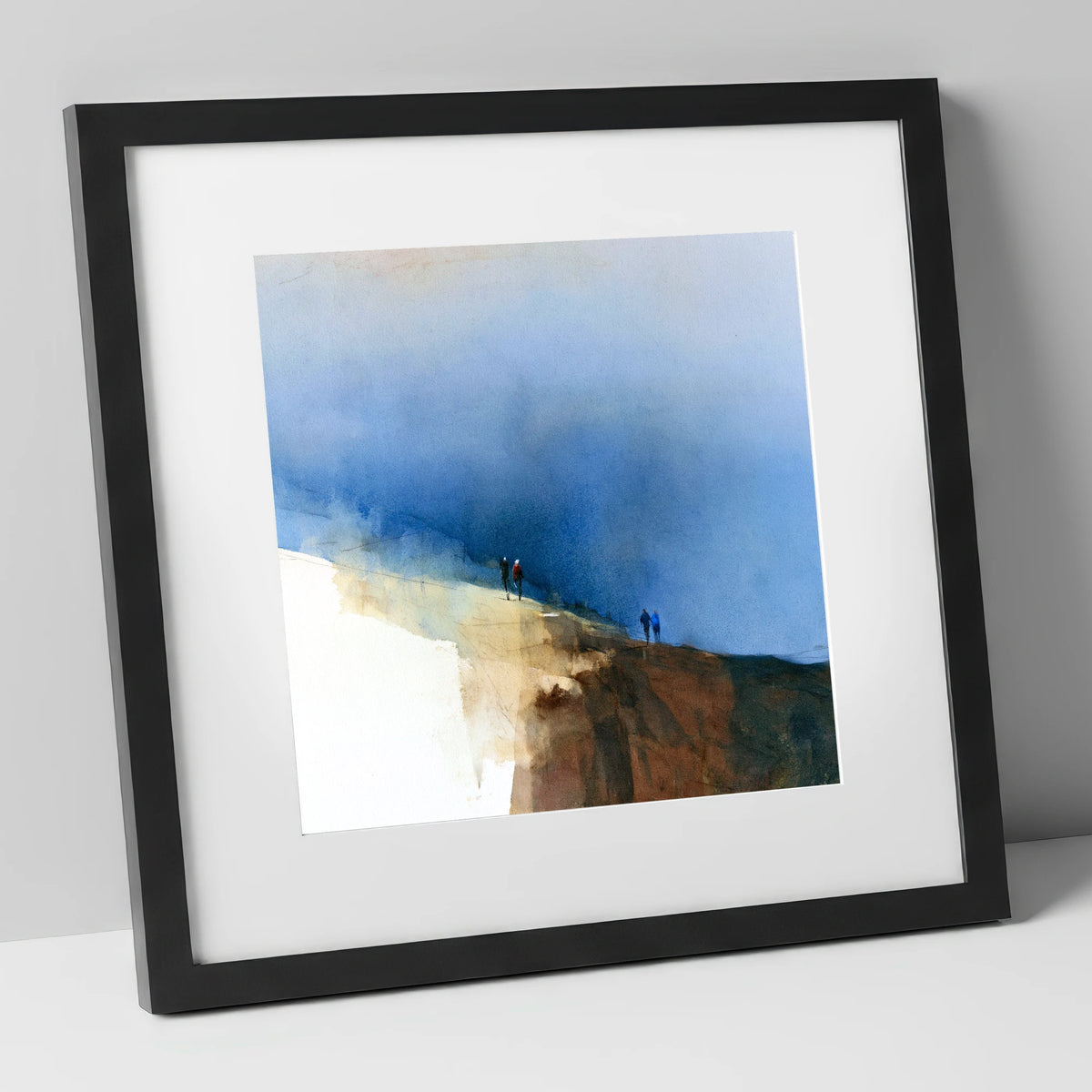 Fell Walkers Beneath Indigo Skies lake district walking art print in black frame