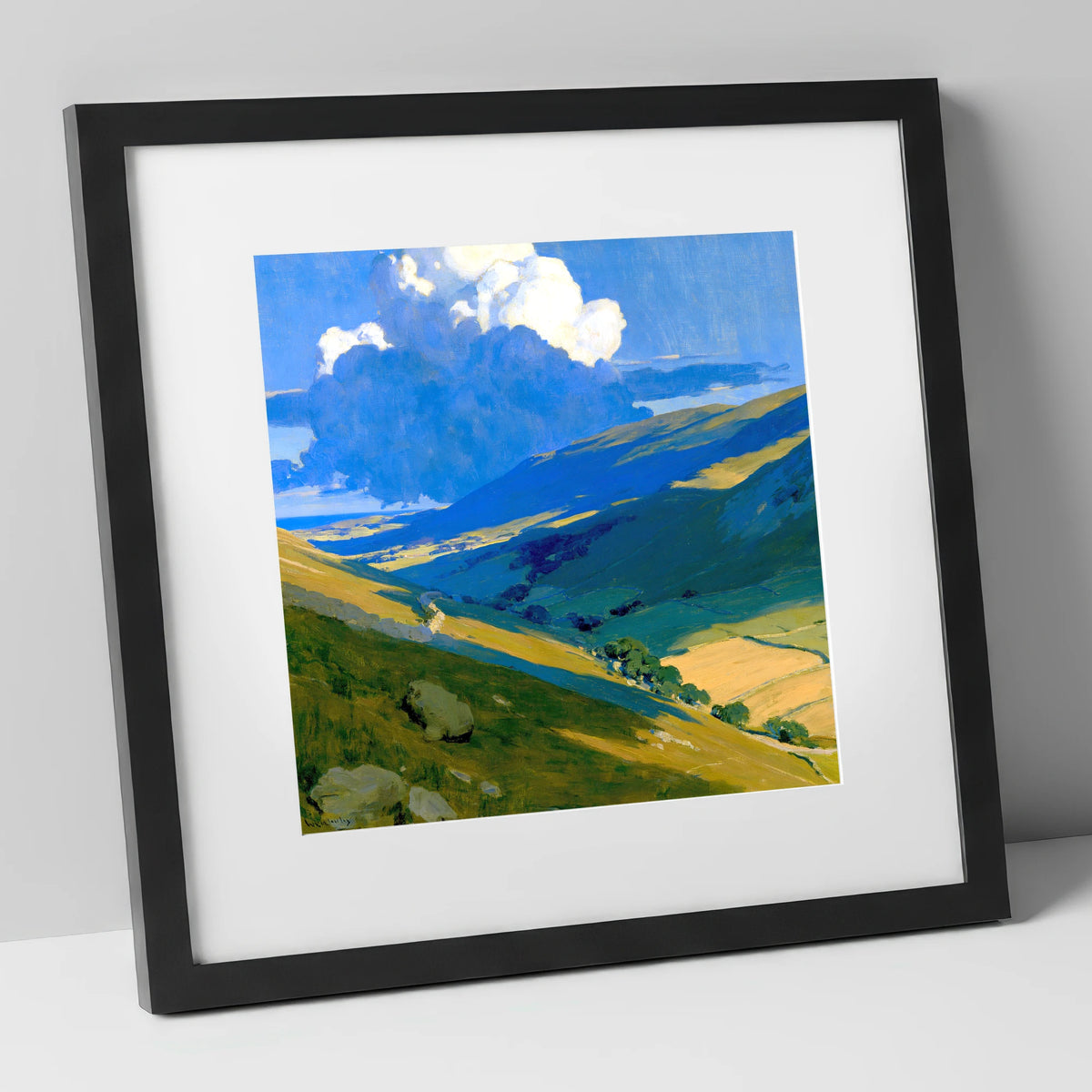 Rolling Fells Under Cloud Shadow lake district fell art print in black frame