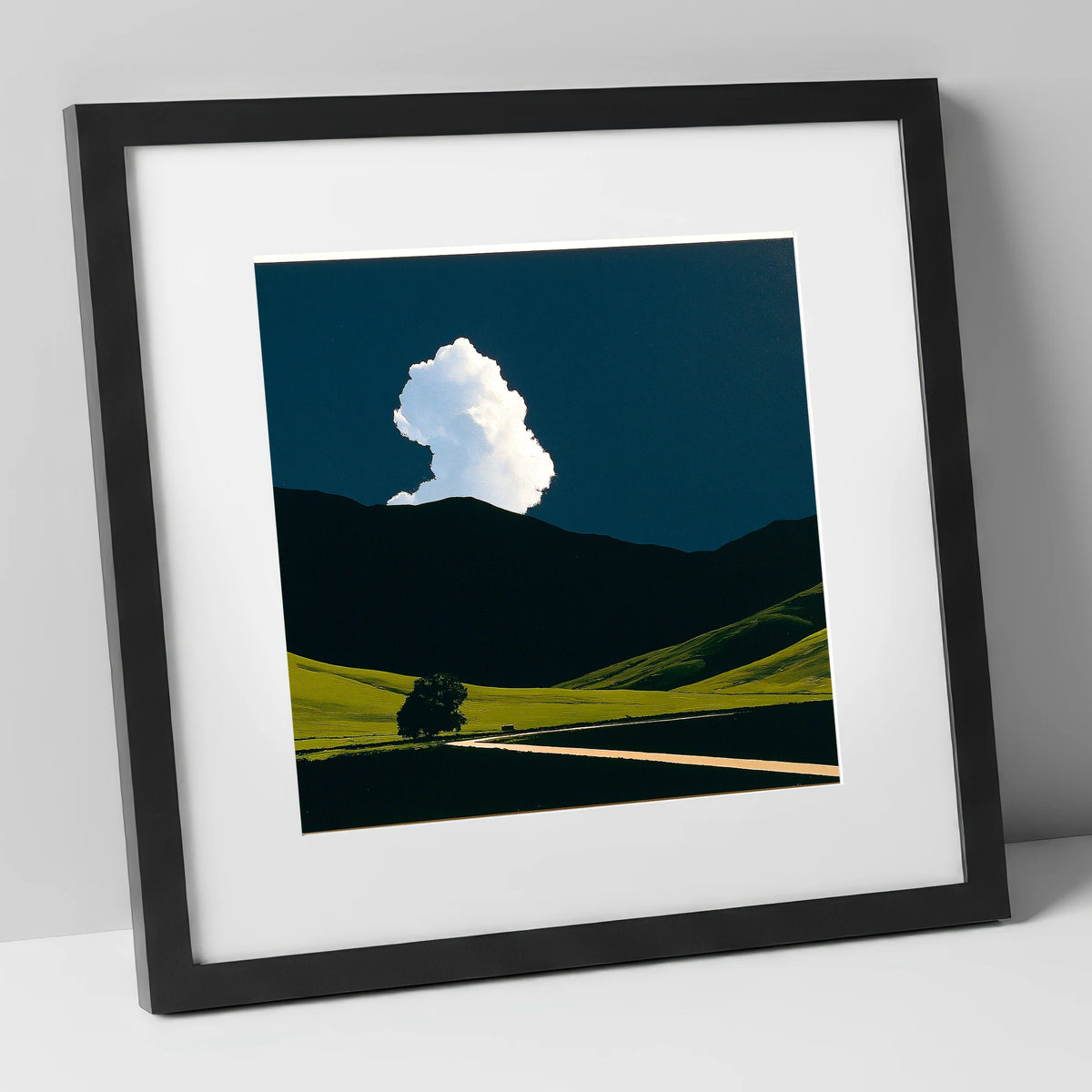 Luminous Cloud Over Rolling Fells lake district fell art print in black frame