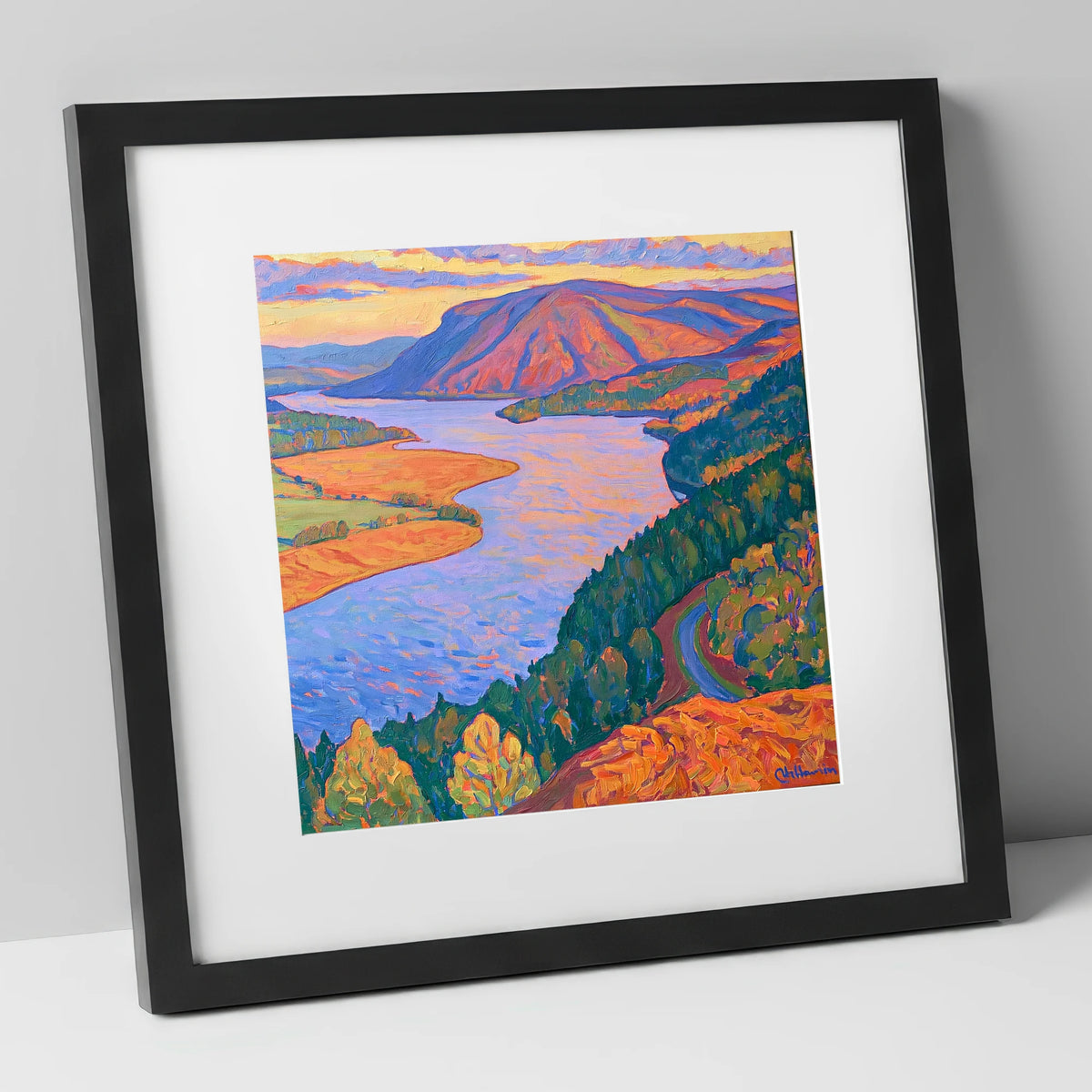 Vivid Sunset Above Bassenthwaite Lake lake district lake art print in black frame