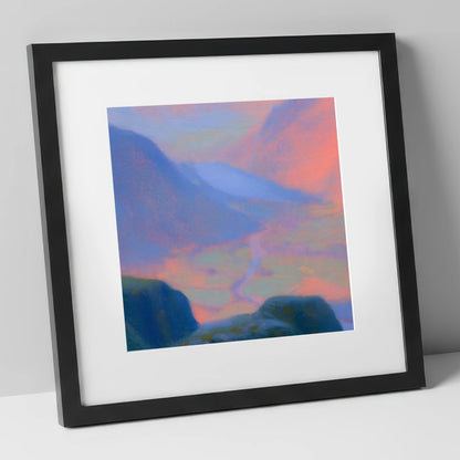 Wasdale Twilight from Great Gable lake district fell art print in black frame