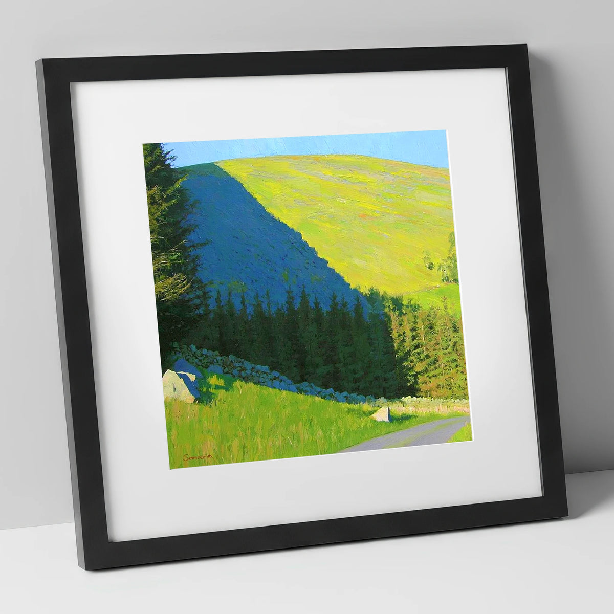 Diagonal Shadow Over Graystones Fell lake district fell art print in black frame
