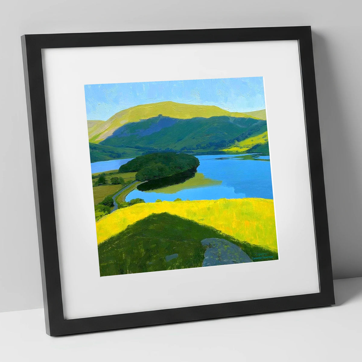 Vibrant Selside Pike Above Lake lake district fell art print in black frame