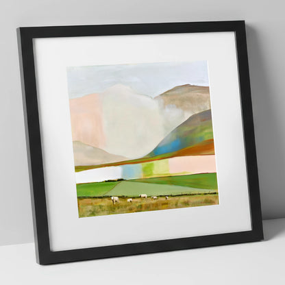 Pastel Storm Clouds Over Fells lake district sky art print in black frame