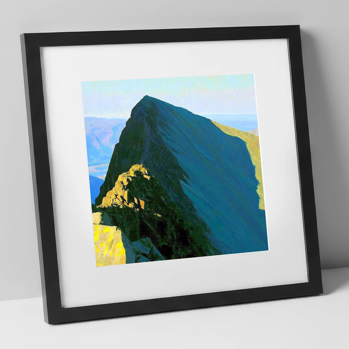 Steeple Peak in Dramatic Light lake district fell art print in black frame