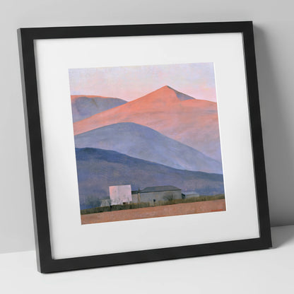 Evening Light on Lavender Fells lake district sky art print in black frame