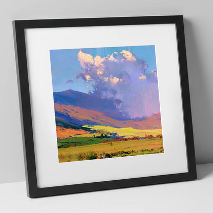 Vivid Fells Under Passing Shower lake district fell art print in black frame