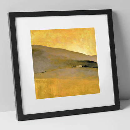 Golden Light on the Fellside lake district sky art print in black frame