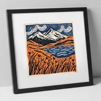 Skiddaw Beneath Swirling Skies lake district fell art print in black frame