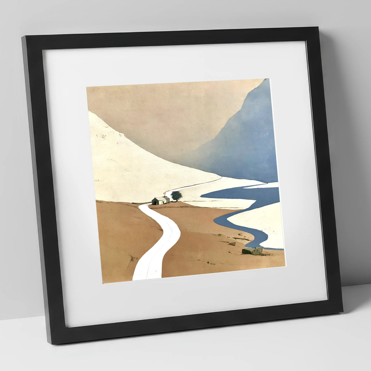 Kirkstone Pass Minimalist Landscape lake district valley art print in black frame
