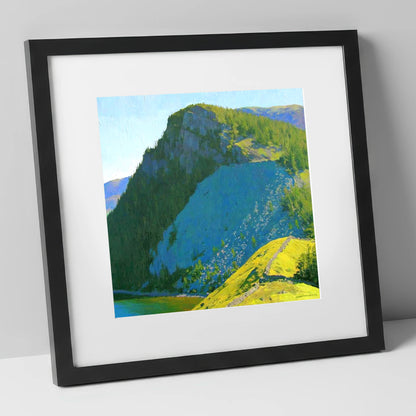 Castle Crag in Vibrant Sunlight lake district fell art print in black frame