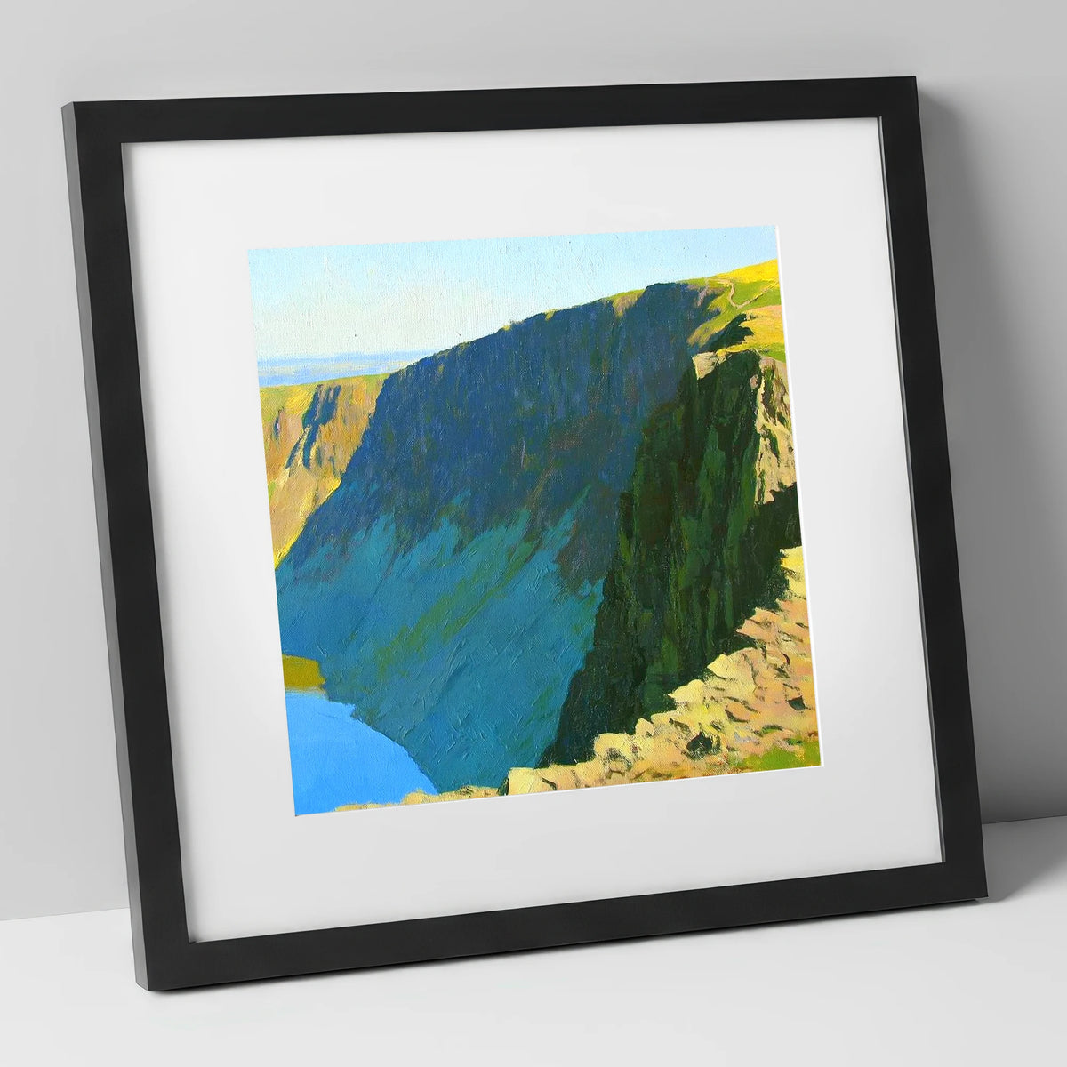 Scoat Fell Crags Vibrant Shadows lake district fell art print in black frame