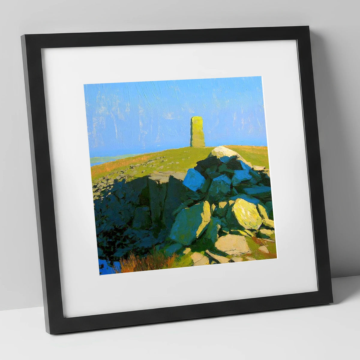 Sunlit Pillar on Lank Rigg lake district fell art print in black frame