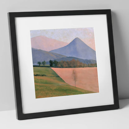 Pastel Fells and Green Valley lake district valley art print in black frame