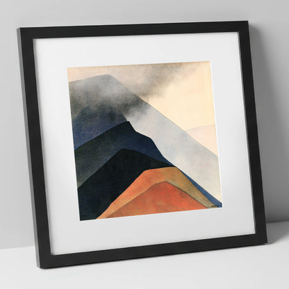 Abstract Terracotta Mountain Ridge lake district fell art print in black frame