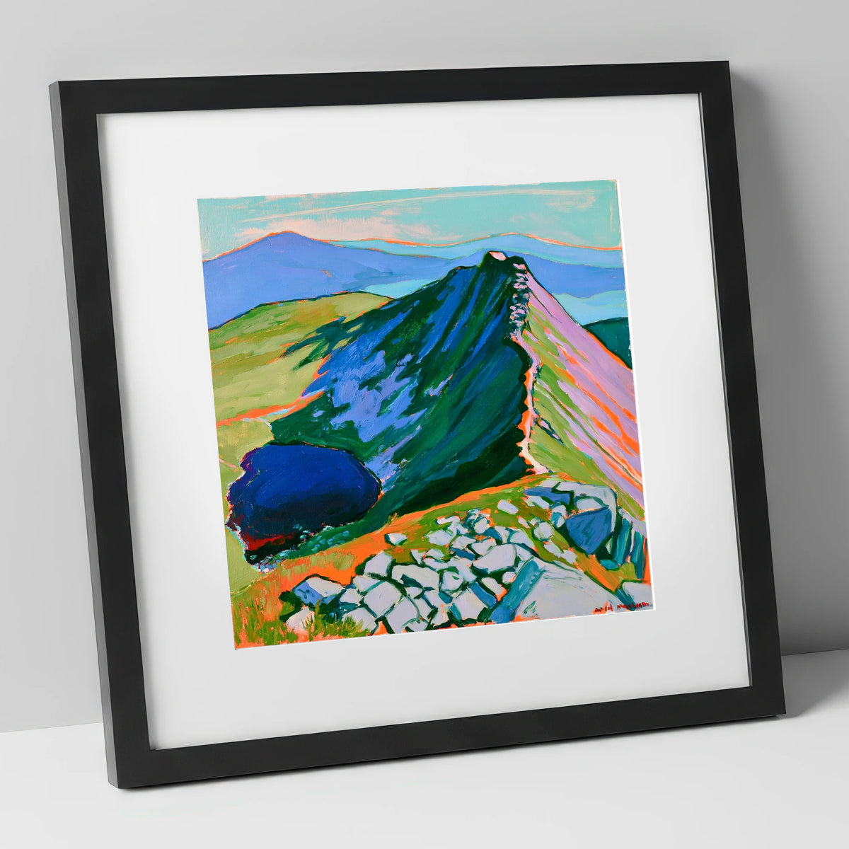 Striding Edge Helvellyn Vibrant Ridgeline lake district fell art print in black frame