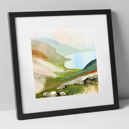 Azure Lake from the Summit lake district fell art print in black frame