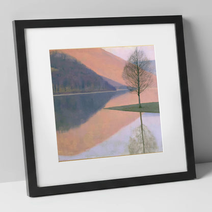 Bassenthwaite Lake Pastel Reflection lake district lake art print in black frame