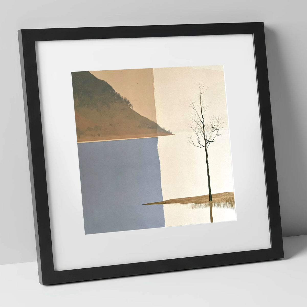 Minimalist Bassenthwaite Lake View lake district lake art print in black frame