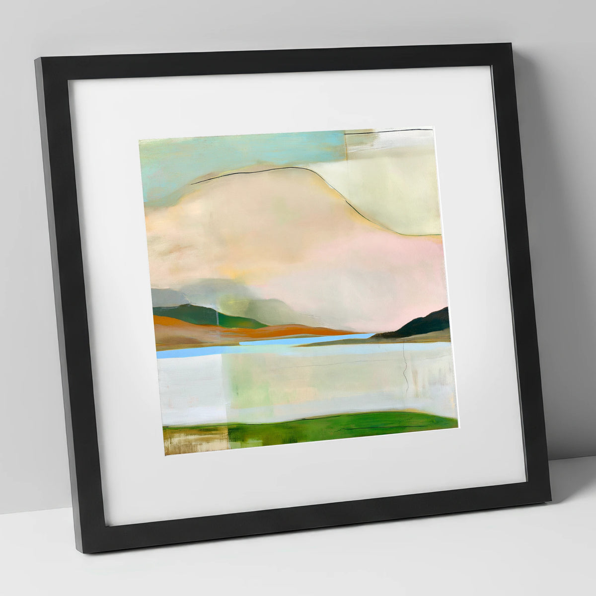 Contemporary Fells Under Storm Clouds lake district sky art print in black frame