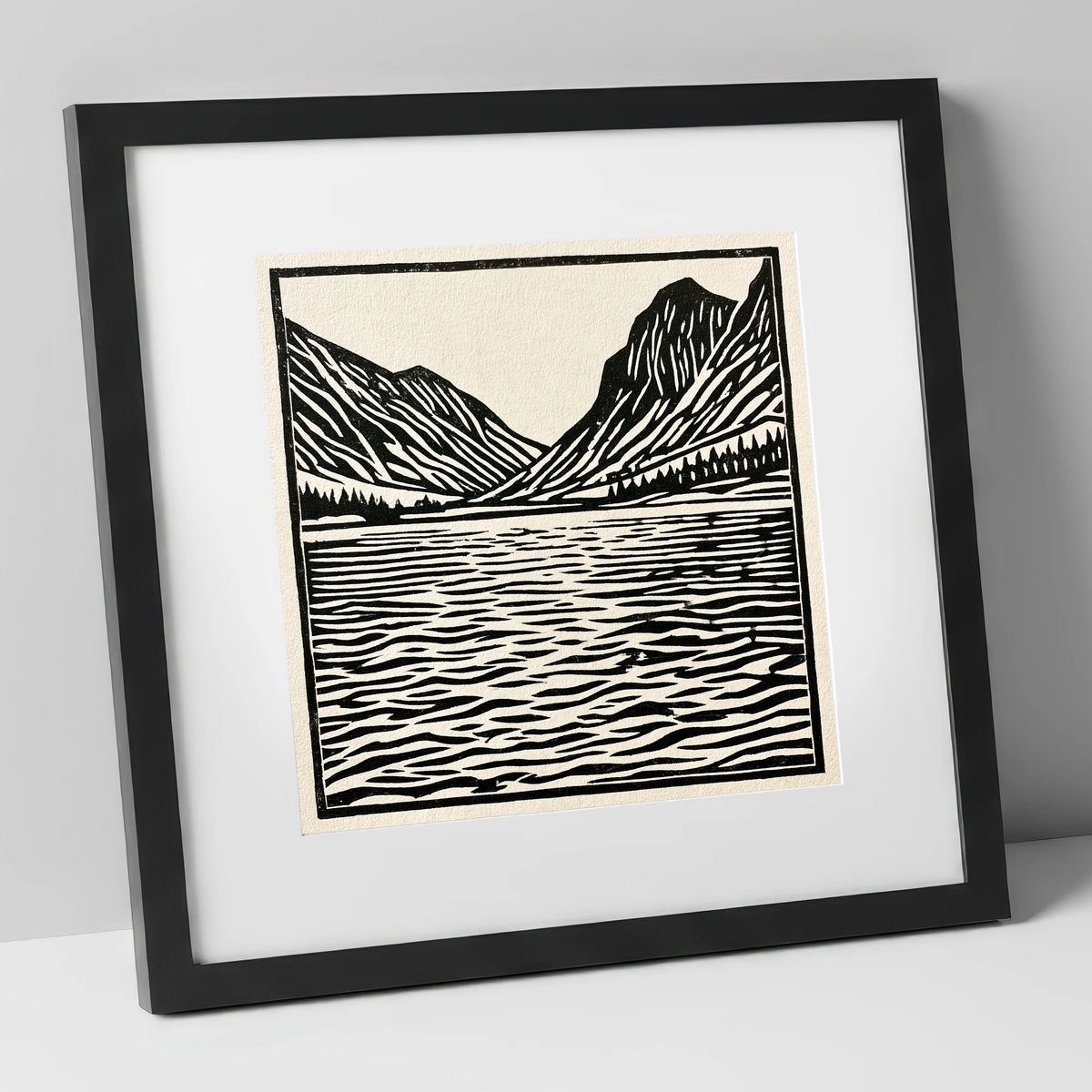 Ennerdale Water in Monochrome lake district valley art print in black frame