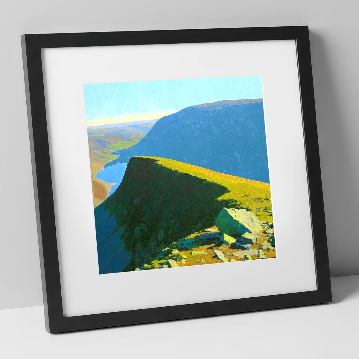 Sunlit Ridge on Kidsty Pike lake district fell art print in black frame